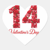 14 Valentijnsdag Hart Nummer Sticker | Romantisch (Voorkant)
