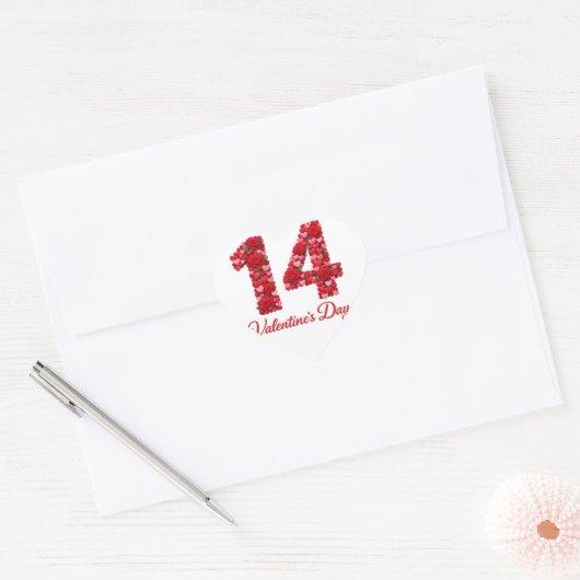 14 Valentijnsdag Hart Nummer Sticker | Romantisch (Envelop)