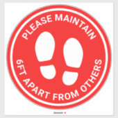 14"x 14"Rode Sociale Afstand Vloer Markering Decal Sticker (Vel)