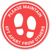 14"x 14"Rode Sociale Afstand Vloer Markering Decal Sticker (Voorkant)