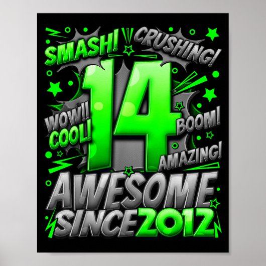 14 Year Old For Boys 14th Birthday Boy 14 Year Old Poster (Voorkant)
