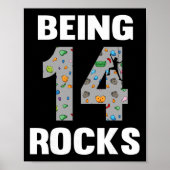 14 Year Old Rock Climber Birthday 14th Climber Bei Poster (Voorkant)