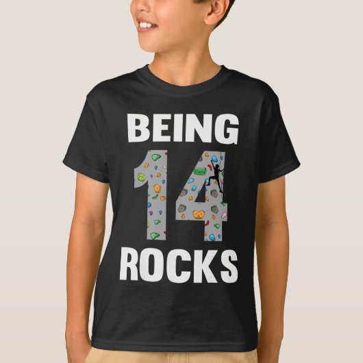 14 Year Old Rock Climber Birthday 14th Climber Bei T-shirt (Voorkant)