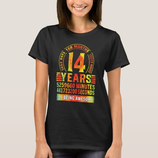 14 Years 168 Months Of Being Awesome 14th Birthday T-shirt (Voorkant)