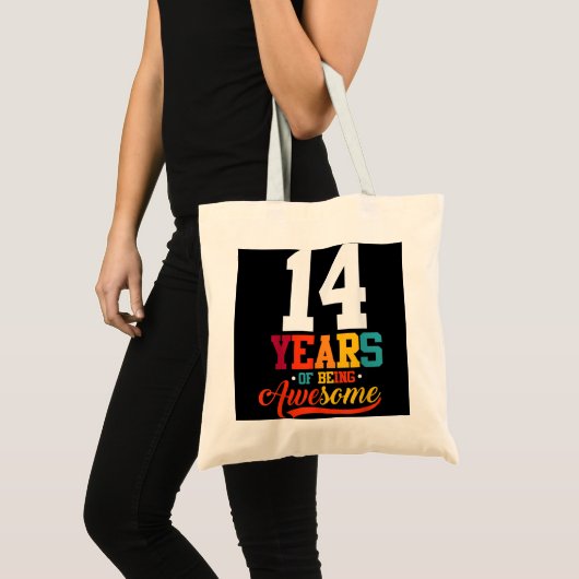 14 Years Of Being Awesome Gifts 14 Years Old 14th Tote Bag (Voorkant (product))