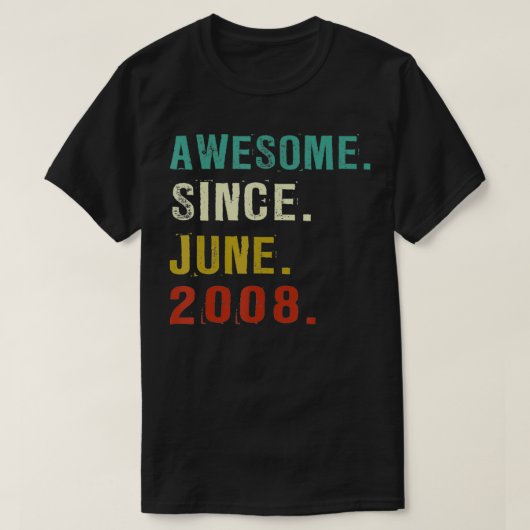 14 Years Old Awesome Since June 2008 14th Birthday T-shirt (Design voorkant)