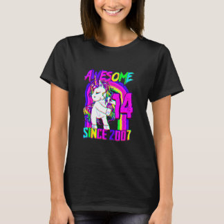 14 Years Old Unicorn Flossing 14th Birthday Girl U T-shirt