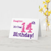 14de de verjaardagsgroet van de dochter in paars, kaart (Gele Bloem)