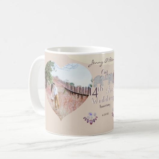 14de Jubileum van het huwelijk Ivory Coffee Mok (Voorkant links)