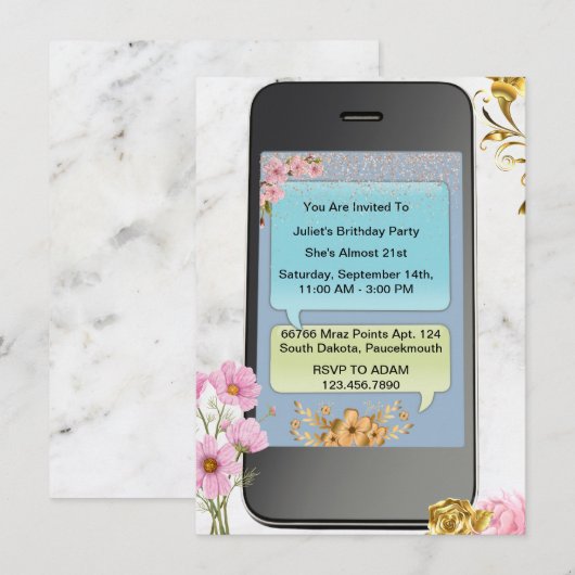 14e 19e 16e 15e 18e 21e mobiele telefoon Verjaarda Kaart (Voorkant / Achterkant)