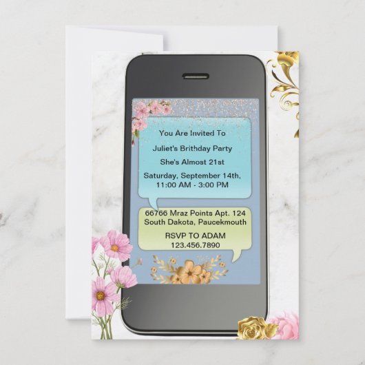 14e 19e 16e 15e 18e 21e mobiele telefoon Verjaarda Kaart (Voorkant)