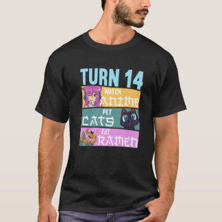 14e Anime Birthday Pajamas I Pet Cats T-shirt