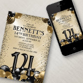 14e ballonnen zwart goud verjaardag kaart