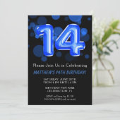 14e Birthday Balloons Kinder Blue Boy Party Kaart (Staand voorkant)