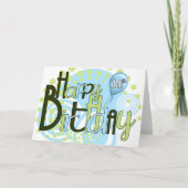 14e Birthday Blue en Green Trendy Typografie Kaart (Voorkant)