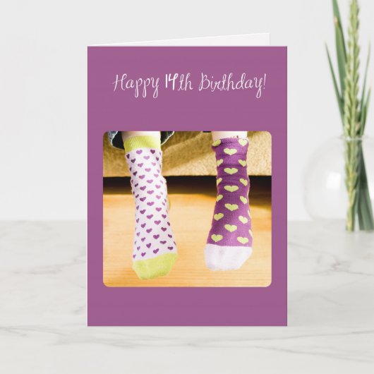 14e Birthday Crazy Socks Kaart (Voorkant)