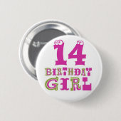 14e Birthday Girl Button Badge (Voorkant /achterkant)