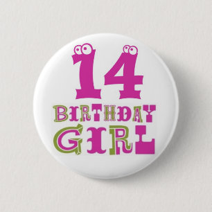 14e Birthday Girl Button Badge