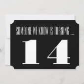 14e Birthday party Invite, zwart-wit. Kaart (Voorkant)
