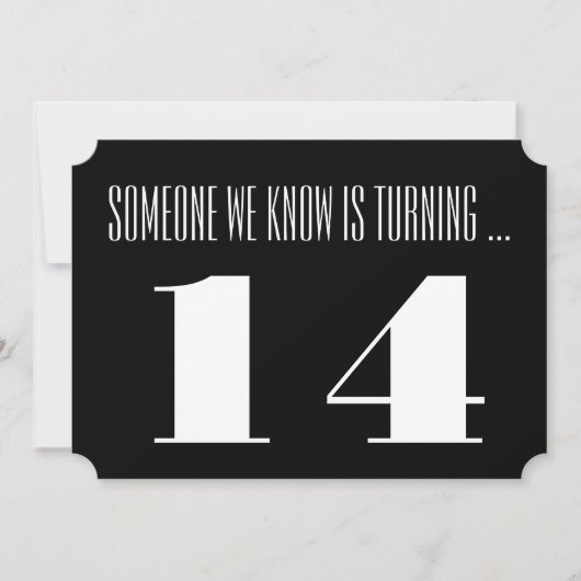 14e Birthday party Invite, zwart-wit. Kaart (Voorkant)