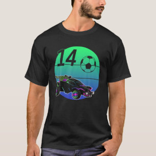 14e Birthday Retro Style Rocket RC Soccer Car Lea T-shirt