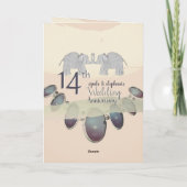 14e bruiloft Anniversay Olifanten & Opalen Blank C Kaart (Achterkant)