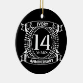 14e bruiloft IVORY-verjaardag Keramisch Ornament (Rechts)