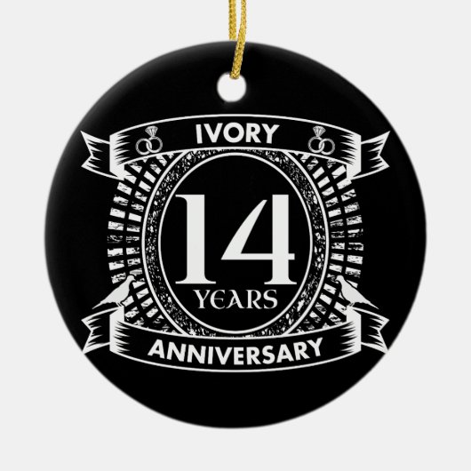 14e bruiloft IVORY-verjaardag Keramisch Ornament (Voorkant)