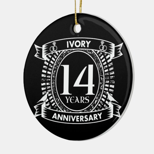 14e bruiloft IVORY-verjaardag Keramisch Ornament (Links)