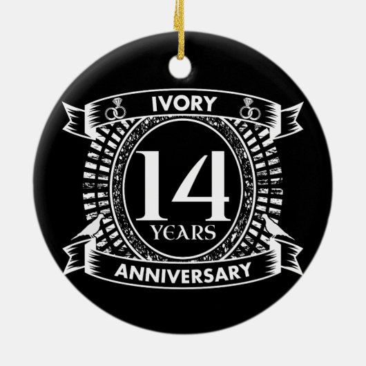 14e bruiloft IVORY-verjaardag Keramisch Ornament (Achterkant)