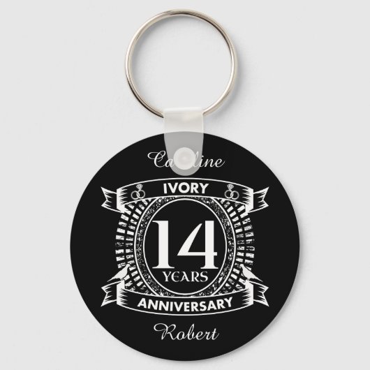 14e bruiloft IVORY-verjaardag Sleutelhanger (Voorkant)