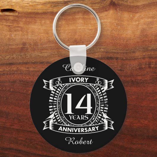 14e bruiloft IVORY-verjaardag Sleutelhanger (Voorkant)