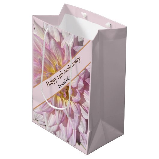 14e bruiloft Jubileum, Medium Cadeauzakje (Voorkant Gekanteld)