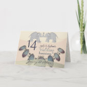 14e bruiloft Jubileum Opalen & olifanten Ivoor Kaart (Voorkant)
