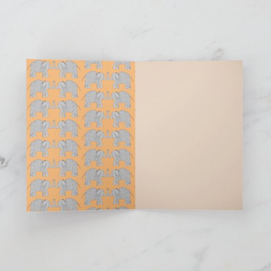 14e bruiloft Jubileum Opalen & Olifanten Kaart (Binnen)