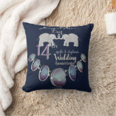 14e bruiloft Jubileum Opals & Elephants Navy Kussen (Deken)