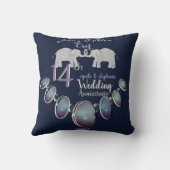 14e bruiloft Jubileum Opals & Elephants Navy Kussen (Achterkant)