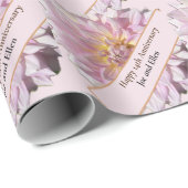14e bruiloft Jubileum, roze dahlia Cadeaupapier (Rol Hoek)