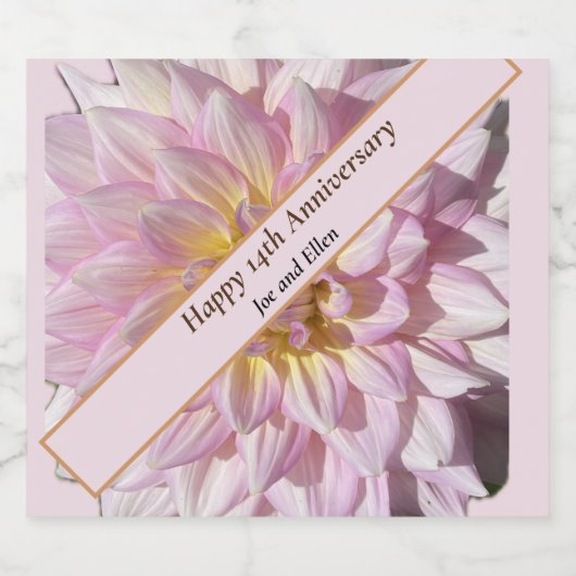 14e bruiloft Jubileum, Sparkling Wijnetiket (Enkel label)