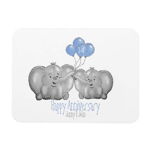 14e cadeau voor olifanten bij de ivoorbruiloft magneet (Horizontaal)