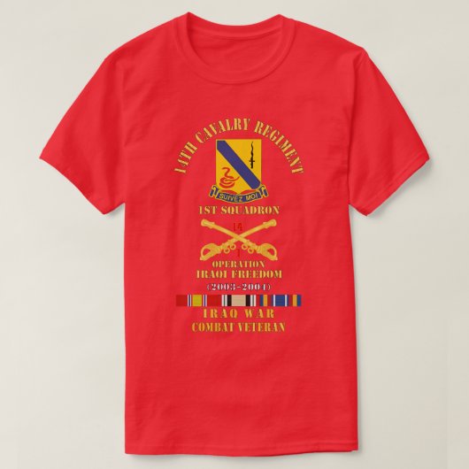 14e Cavalerie Regiment w Cav Br 1e Squadron OIF 20 T-shirt (Design voorkant)