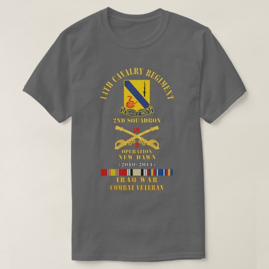 14e Cavalerie Regiment w Cav Br 2e Squadron OND 20 T-shirt (Design voorkant)