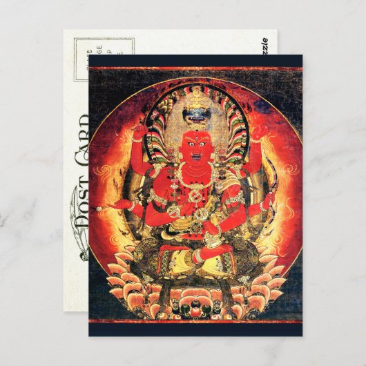 14e eeuw Boeddhist Aizen Myoo schilderen Briefkaart (Voorkant / Achterkant)