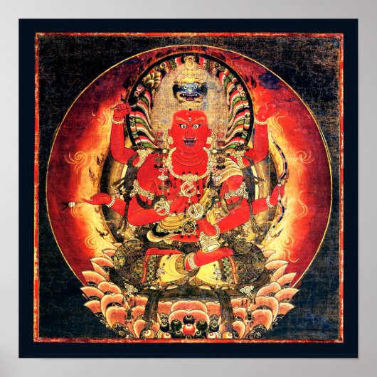 14e eeuw Boeddhist Aizen Myoo schilderen Poster (Voorkant)