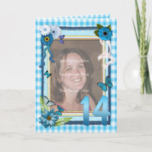 14e fotokaart voor een verjaardag kaart