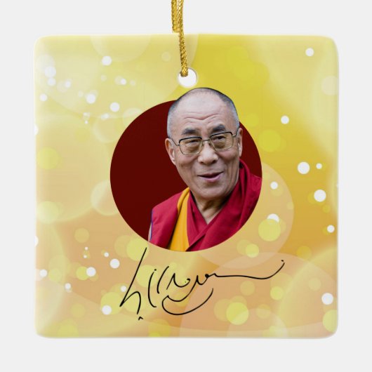 14e handtekening van de Dalai Lama Keramisch Ornament (Voorkant)
