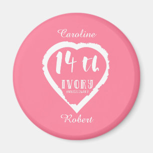 14e huwelijksdag traditionele ivoor magneet