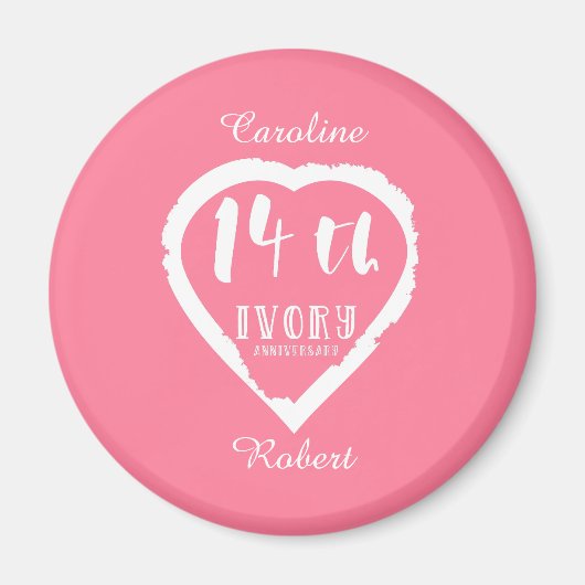 14e huwelijksdag traditionele ivoor magneet (Voorkant)
