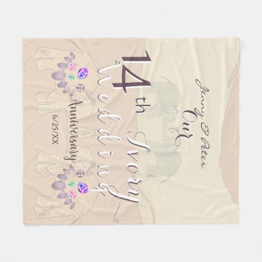 14e Ivoor bruiloft Jubileum Fleece Deken (Voorkant (Horizontaal))