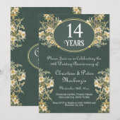 14e Ivoor bruiloft Jubileum rijke bloemen Kaart (Voorkant / Achterkant)